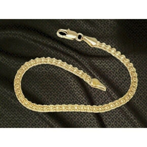 14kt Italy stamped gold Bonded Braided chain‎ anklet (Not Solid Gold)